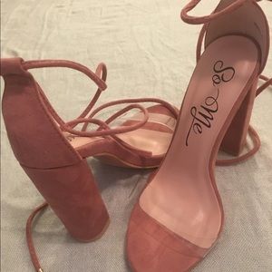 Clear Chunky Ankle Strap Heels